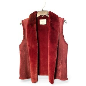 Burgundy Poly Suede Faux Fur Lined Vest